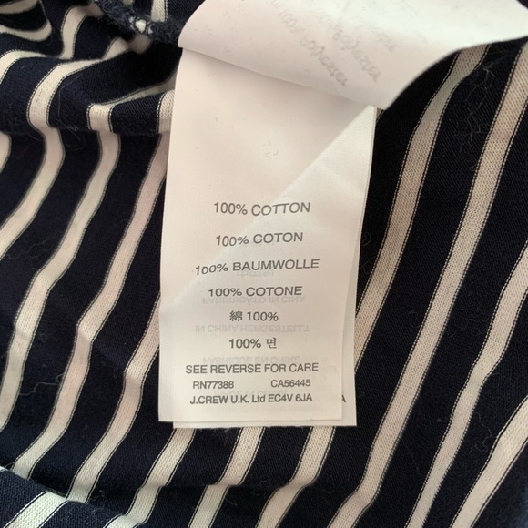 J. Crew Navy 100% Cotton Navy Blue & White Striped Pleated Top Xsmall Women’s - Picture 11 of 12